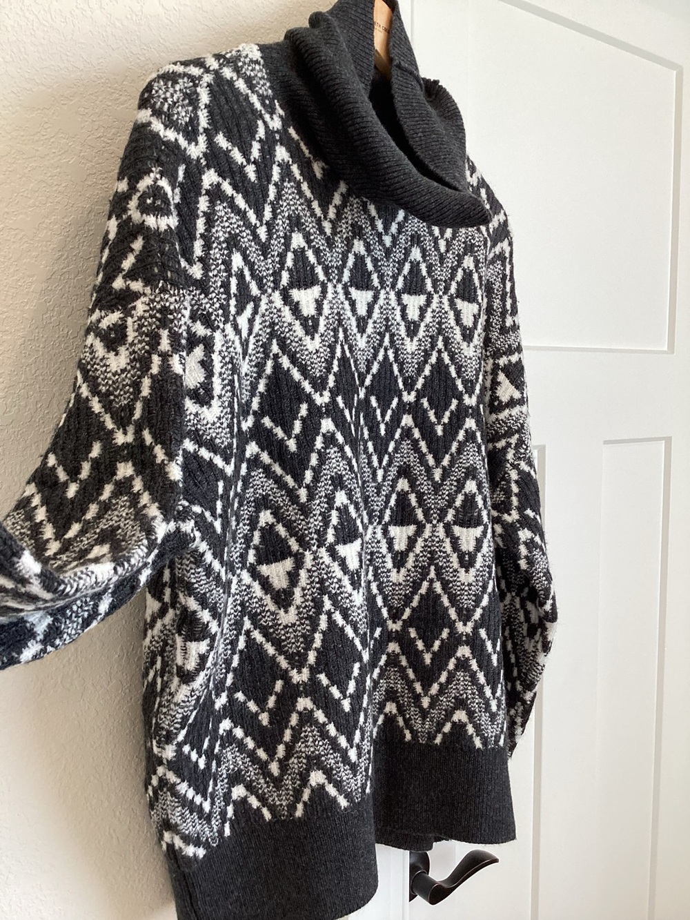 Varley Relaxed Fairisle Sweater Ida Roll Neck Knit New Medium Charcoal Grey - Picture 9 of 16